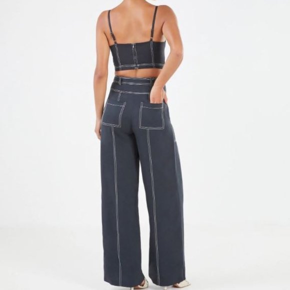 NWT Cassandra Linen Wide-leg Pant in Black - Picture 2 of 13